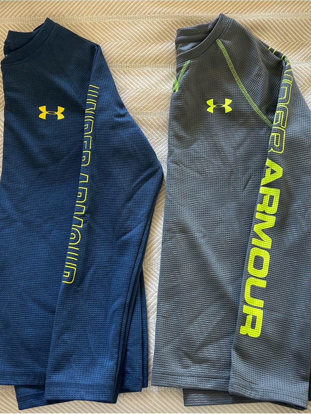 Under Armour Long Sleeve “allseason gear” - Navy & Gray with Neon Yellow Accents